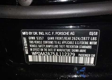 2018 Porsche Panamera 4 from USA, damaged, VIN WP0AA2A75JL112379